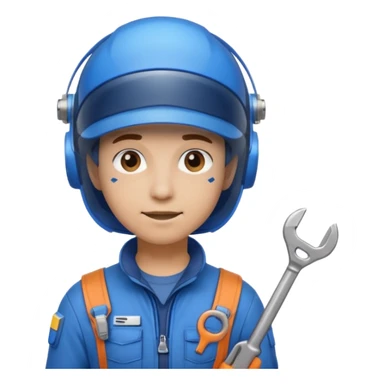 Blue-visor space mechanic sticker