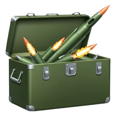A military box filled with combat missiles sticker