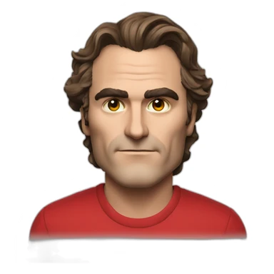 joaquin phoenix with red t-shirt with "nenno" sticker