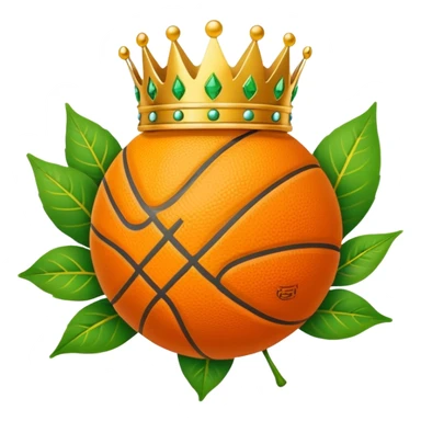 Orange with basketball lines with a leaf wearing a crown sticker