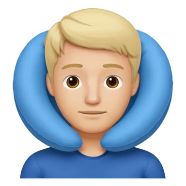 blonde man using travel pillow  sticker