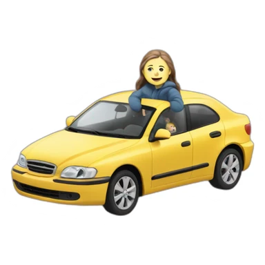 Greta thunberg dans sa voiture sticker