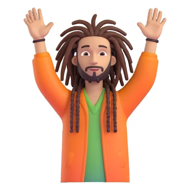 A rasta man bigging up di whole world 🌍🔥🤲🏾, reggae vibes 🎶, love and unity ✨💛💚❤️, every nation stand strong 🇯🇲🌐👑. sticker