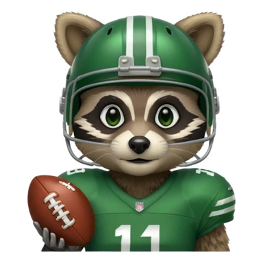 american football player raccoon green sticker