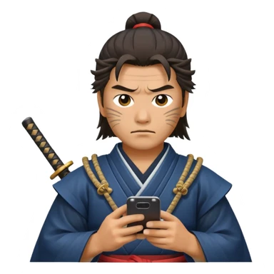 samurai with smartphone sticker