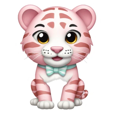 pastel pink tiger with white stripes and white bow sticker