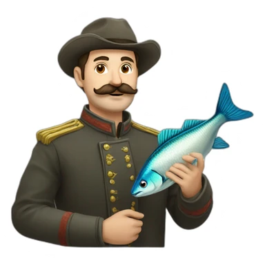 russian moustache husband with fish sticker