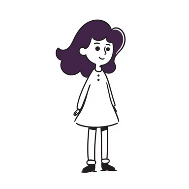 A simple sketch of a girl with flowing purple hair sticker