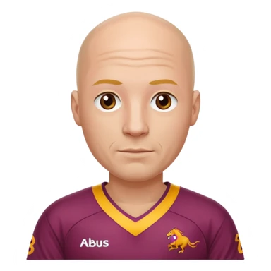 young-ish 50 year old man dressed in a brisbane broncos jersey, bald head, fair skin sticker