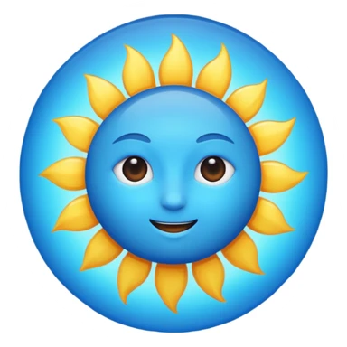 A fully blue realistic sun sticker