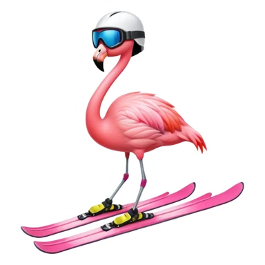 A Skiing Flamingo with ski helmet, ski goggles , ski and ski boots. One head and two legs sticker