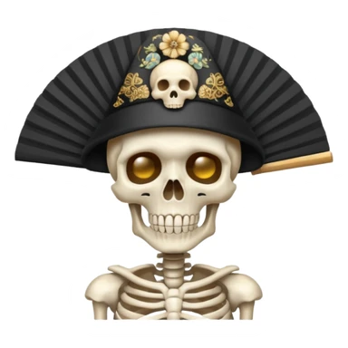 A skeleton with a fan hat sticker