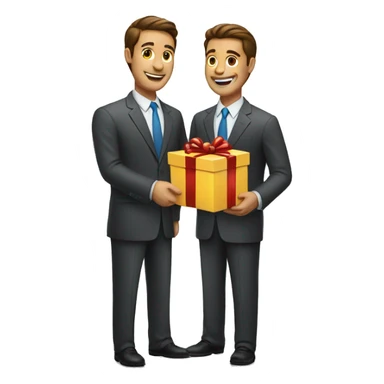 business man giving a gift sticker