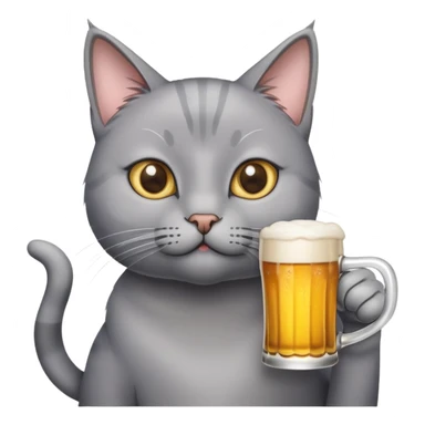 Grey cat with a beer sticker