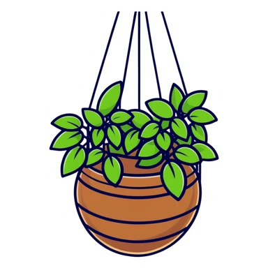 Plectranthus Verticillatus with cascading vines and perfect circle-shaped leaves like coins in a coconut fiber hanging basket sticker