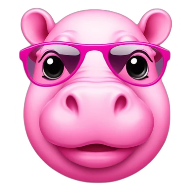 cute pink hippo with shades sticker