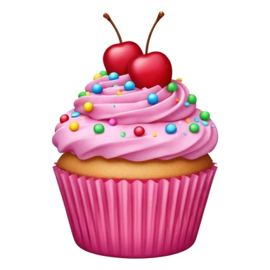 pink cupcake with cherry and sprinkle on top  sticker