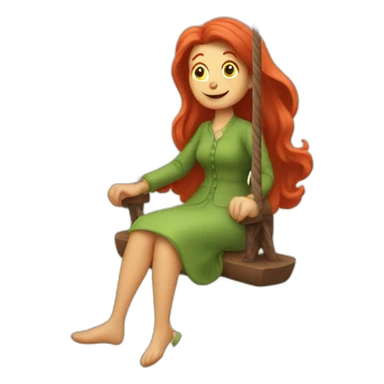 Old Lady with Long red Hair on a swing sticker