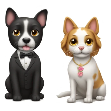 dog marrying a cat sticker