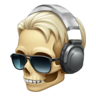 Skull,sunglasses,headphones,combover hairstyle sticker
