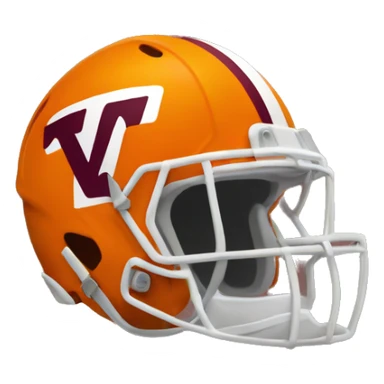 orange and maroon football helmet with VT sticker