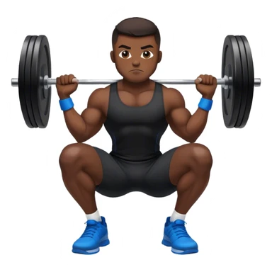 jacked man black clothes blue shoes barbell squats sticker