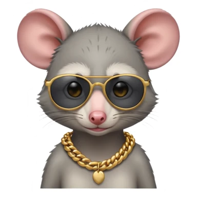 Sad Opossum with sunglasses and a gold necklace  sticker