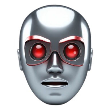 3d chrome human android head, red lazer eyes with letter B on the face, 3d, portrait sticker