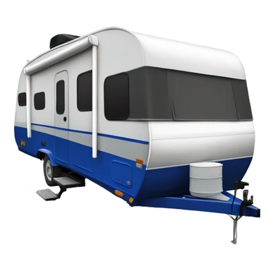 Realistic cobalt blue camping travel trailer isolated.  sticker