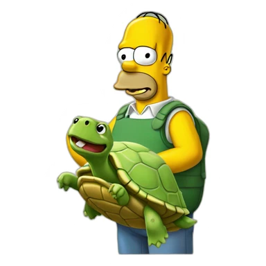 Homer Simpson with a turtle as a hat sticker