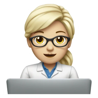 a female assistant in front of laptop, focused. White Skin sticker