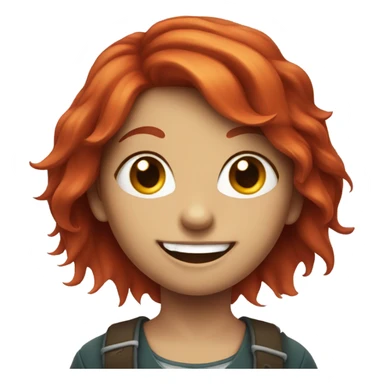 smiling girl with fangs but make her hair red sticker