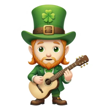 Sad leprechaun with guitar and Irish hat sticker