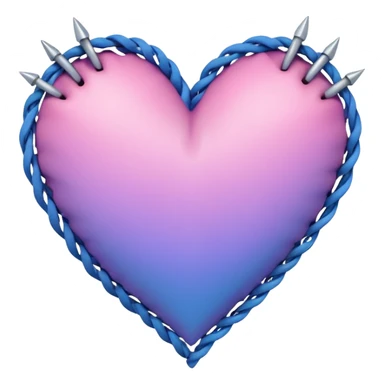 Stitched Barb thorn wired roped pastel pink-violet-blue-gradients heart sticker