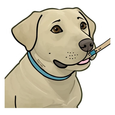 Labrador with a stick sticker