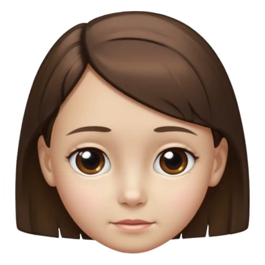 Head without neck of a 10-year-old girl with pearly skin, short brown hair partially pulled back, and a slight fringe on her forehead. sticker