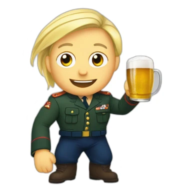 Marine lepen avec une bière sticker