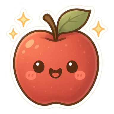 Sparkling Q-version sticker apple, cute and exaggerated sticker