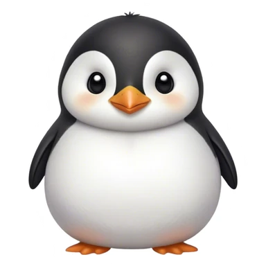 Cinematic chubby penguin, round fluffy body, tiny beak and feet, soft glowing feathers, gentle happy eyes, slightly tilted head, warm and irresistibly cute. sticker