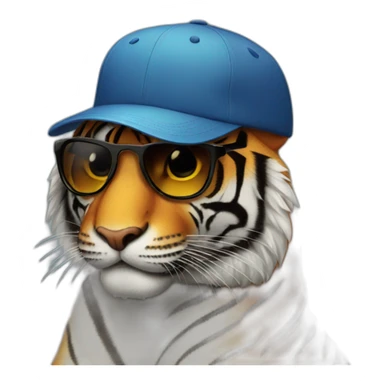 Tiger with sunglasses and cap sticker