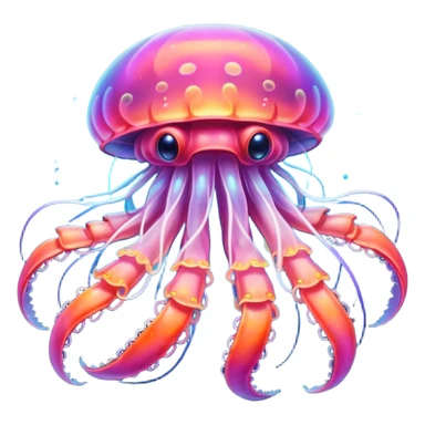 Neon glowing jellyfish-crab-squi sticker