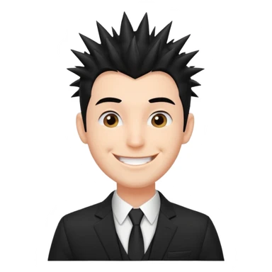fat spiky haired happy man with suit sticker