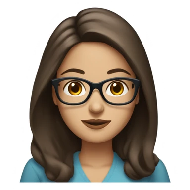 "blue eyes" woman with glasses and medium length brunette hair halding a book sticker