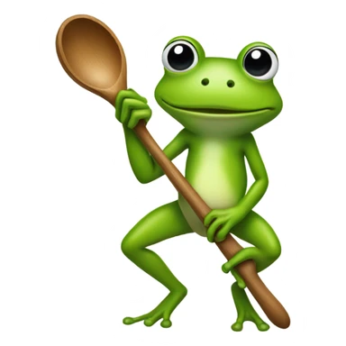 Frog holding a wooden spoon sticker