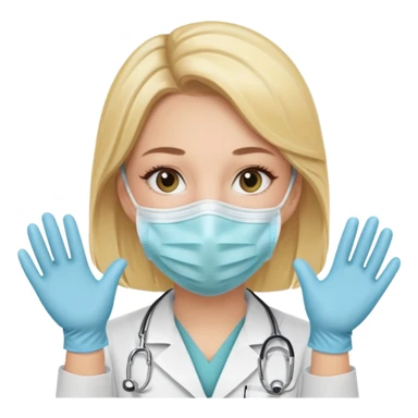 medica rubia con mascarilla y guantes sticker