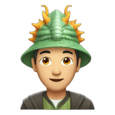 asian man with dragon hat sticker