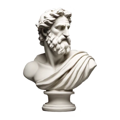 Ancient Greek King Odysseus Statue Thinking with Hand on Chin, Bust only, Off white sticker