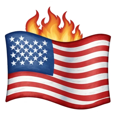 Burning american flag sticker
