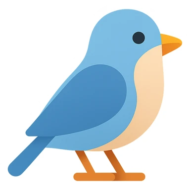 bird icon, lineal color, soft color fills, rounded shapes, friendly appearance sticker