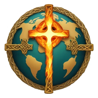 Celtic cross with Earth on fire  sticker
